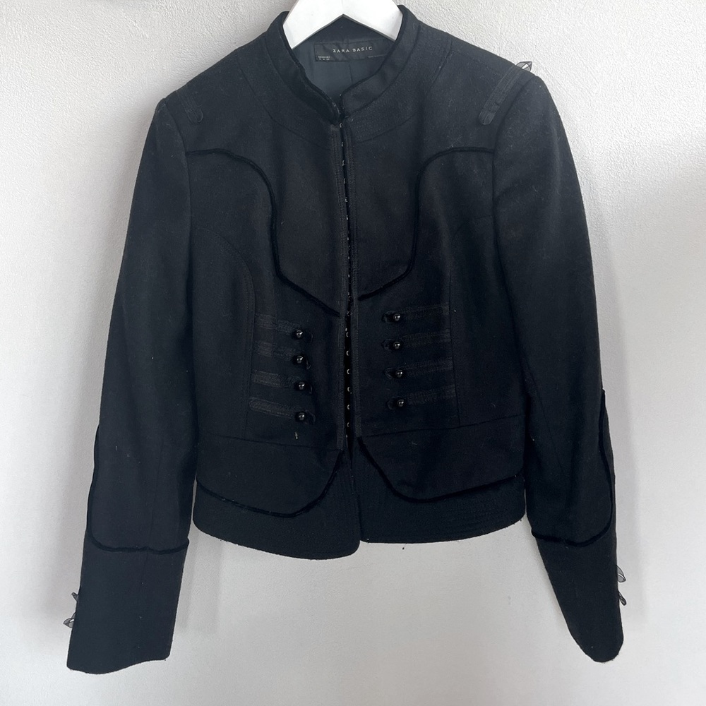 Wool Black Jacket With Hook Closures - image 1